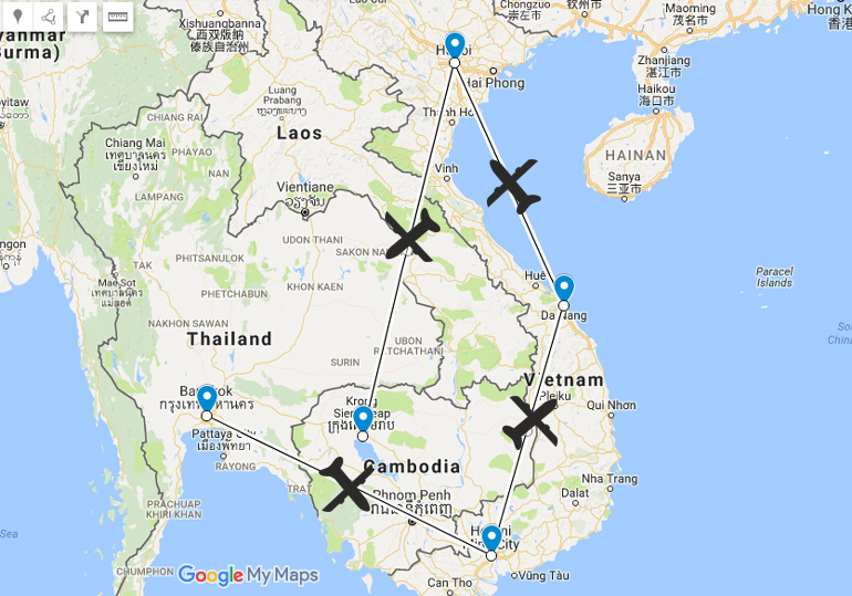 Thailand Vietnam Cambodia by air